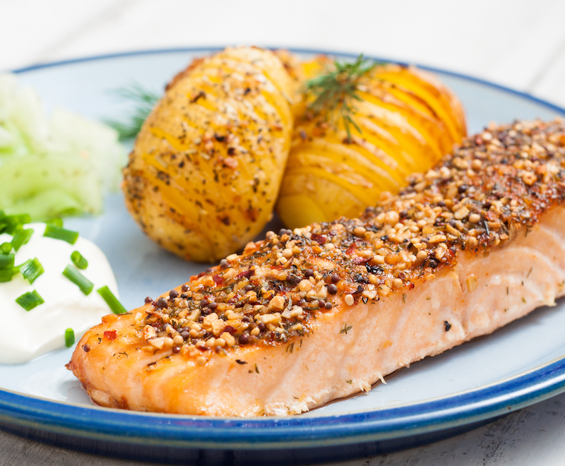 Baked Salmon with Georgia Pecan Herb Crust